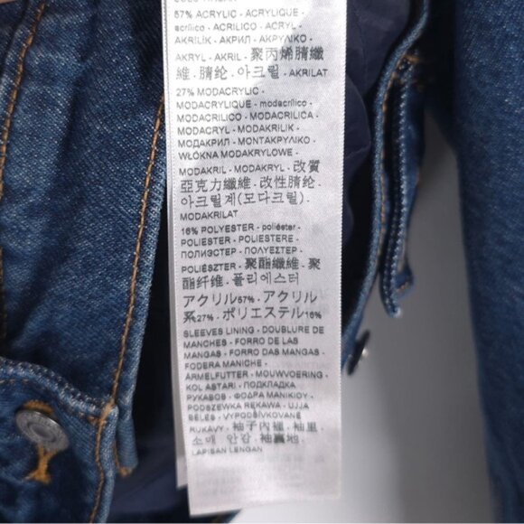 LEVI’S Ex-boyfriend‎ Trucker Denim Jacket Faux Fur Collar Quilted Lining SMALL - Picture 14 of 16